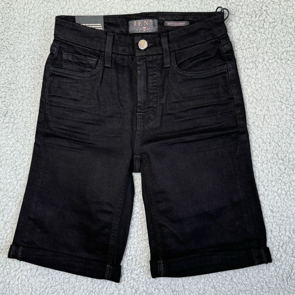 Jen7 by 7 for All Mankind Bermuda Sculpting Panel Shorts Black Size 00 NWT